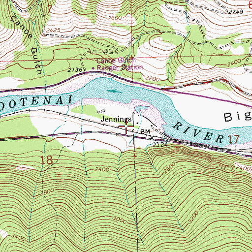 Topographic Map of Jennings (historical), MT