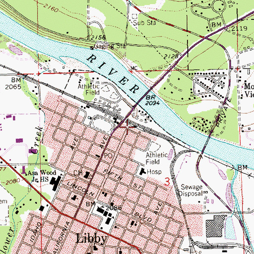 Topographic Map of Libby, MT
