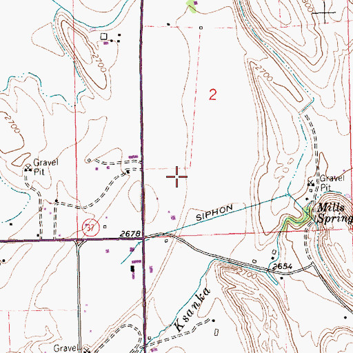 Topographic Map of Mills Springs (historical), MT