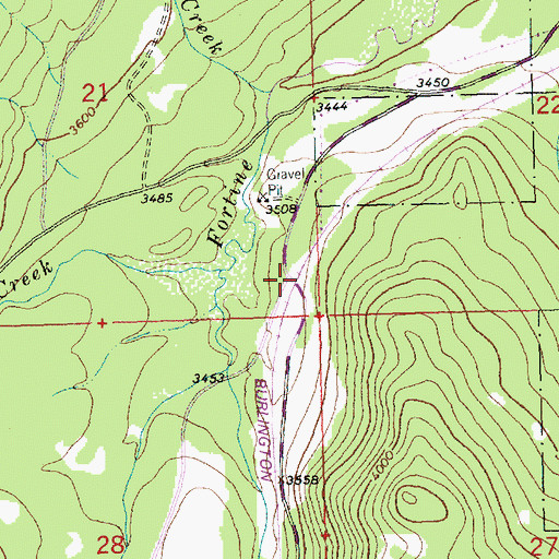 Topographic Map of Swamp Creek, MT