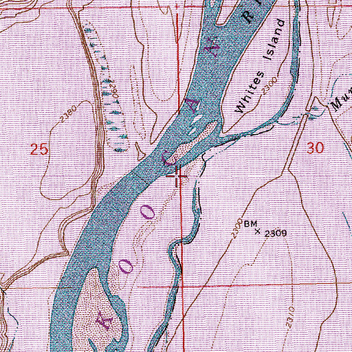 Topographic Map of Whites Landing (historical), MT