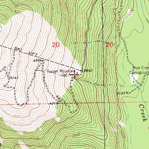 Topographic Map of RunOut Ski Trail, MT