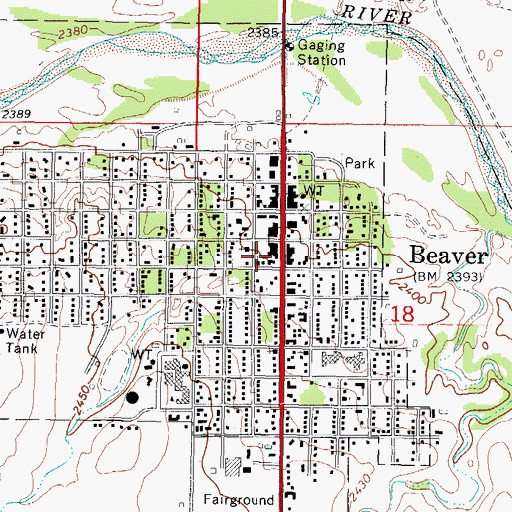 Topographic Map of First Baptist Church, OK
