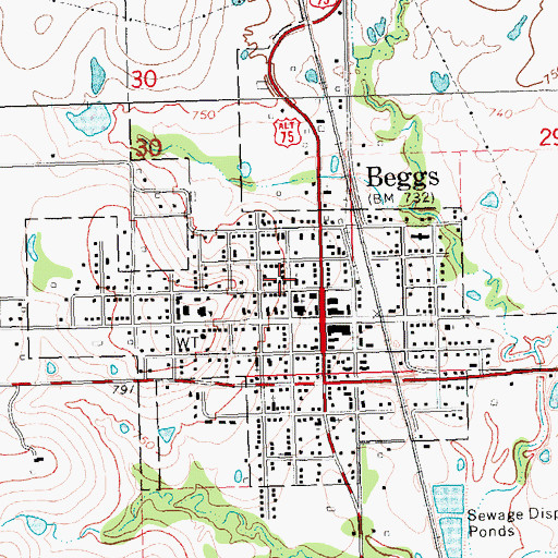 Topographic Map of Baptist Church, OK