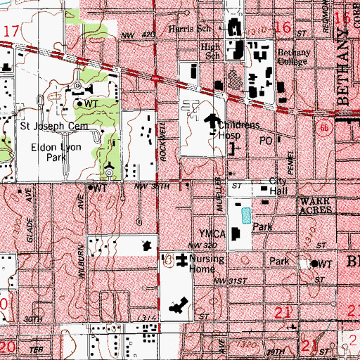 Topographic Map of Bible Missionary Church, OK