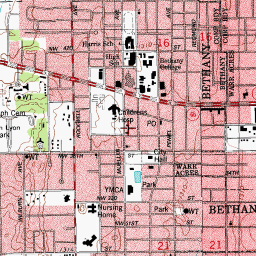 Topographic Map of Calvary Chapel of Oklahoma City, OK
