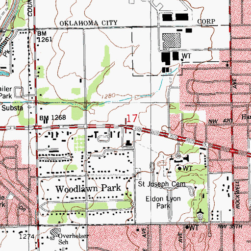 Topographic Map of Cornerstone Church, OK