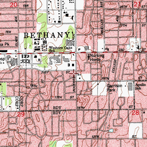 Topographic Map of Glorieta Baptist Church, OK