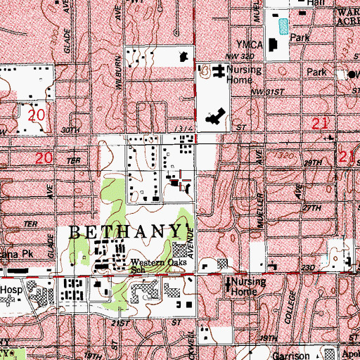 Topographic Map of India Full Gospel Church, OK