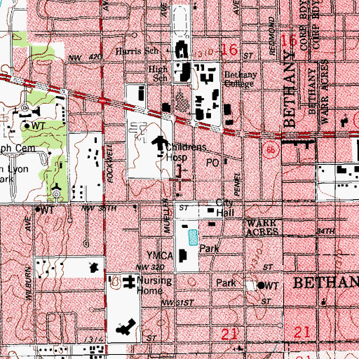 Topographic Map of Northwest Oklahoma Nazarene Church, OK