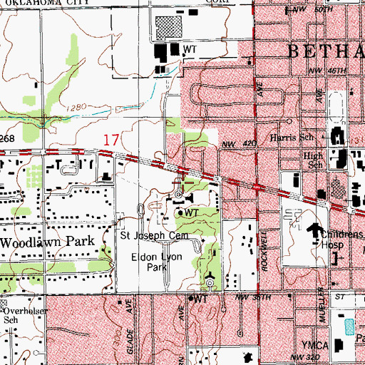 Topographic Map of Pentecostal Holiness Church, OK