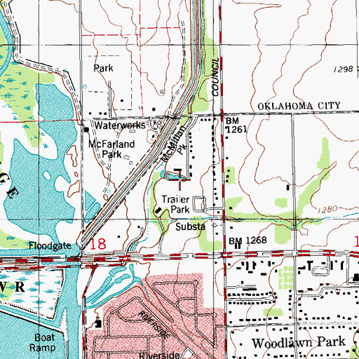 Topographic Map of Saint Michaels Roman Catholic Church, OK