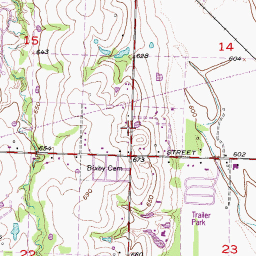 Topographic Map of Church of the Hill, OK