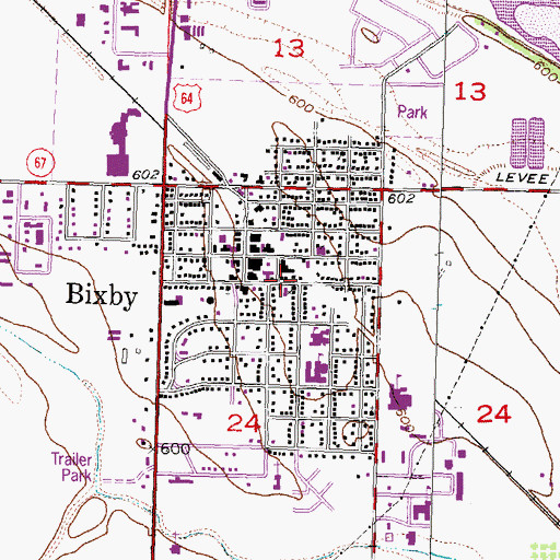 Topographic Map of First Baptist Church, OK
