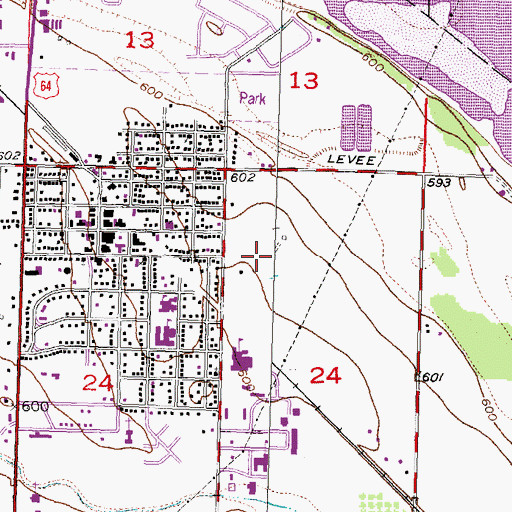 Topographic Map of First United Methodist Church, OK