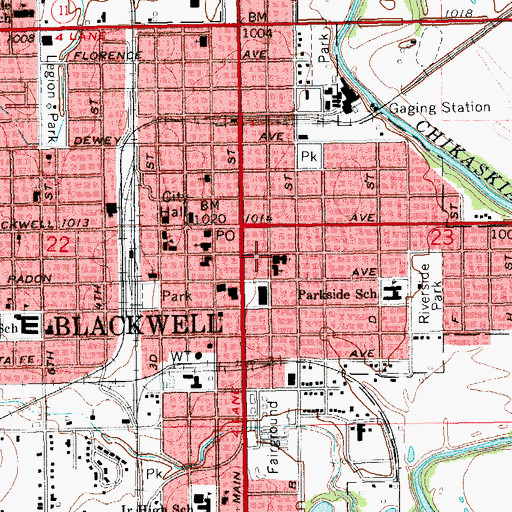 Topographic Map of First Church of the Nazarene, OK