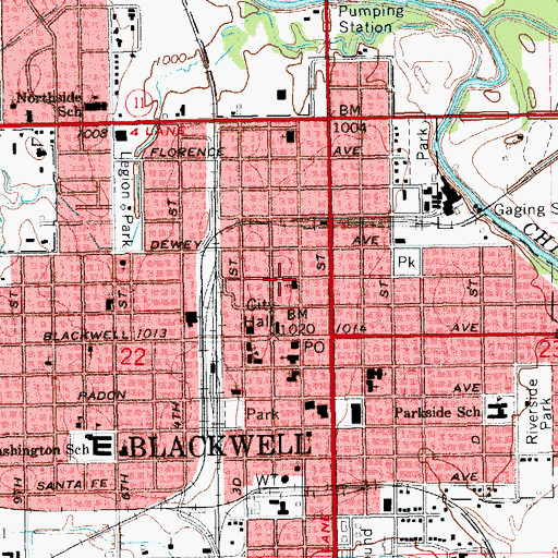 Topographic Map of First Church of God, OK