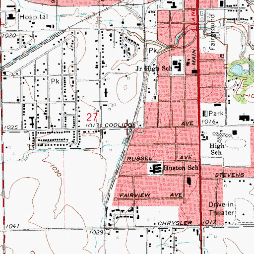 Topographic Map of First United Methodist Church, OK