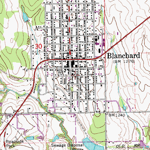 Topographic Map of First Baptist Church, OK