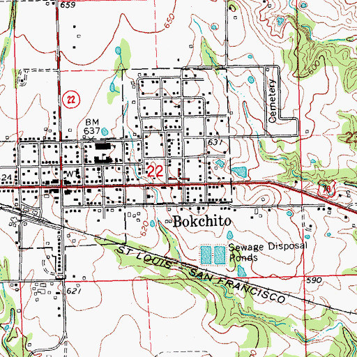 Topographic Map of Full Gospel Fellowship Church, OK