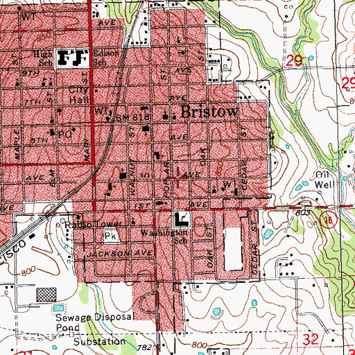 Topographic Map of Pilgrim Baptist Church, OK