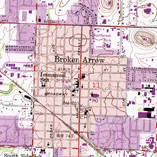Topographic Map of Assembly of God Church, OK