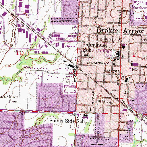 Topographic Map of Bible Church, OK