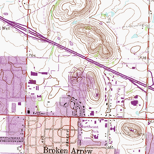 Topographic Map of Broken Arrow Seventh Adventist Church, OK