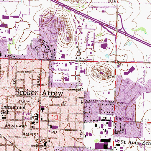 Topographic Map of Church of Christ, OK