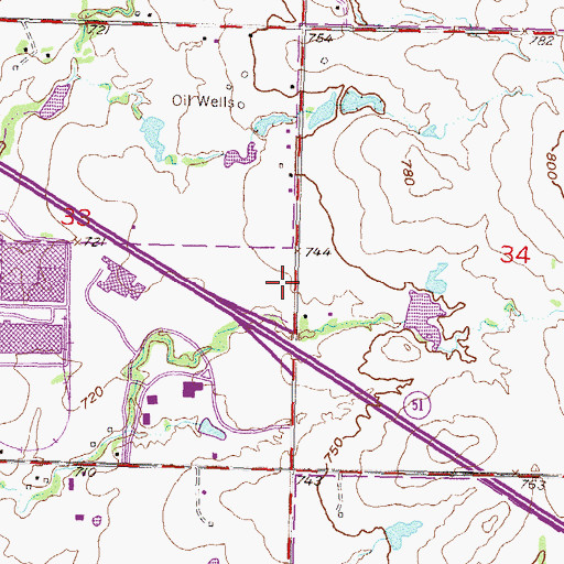 Topographic Map of Gracemont Baptist Church, OK