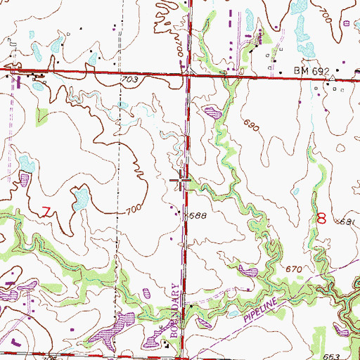 Topographic Map of Liberty Church, OK