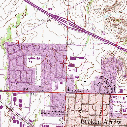 Topographic Map of Northside Christian Church, OK