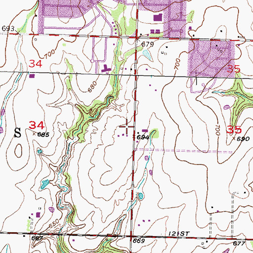 Topographic Map of Trinity Lutheran Church, OK