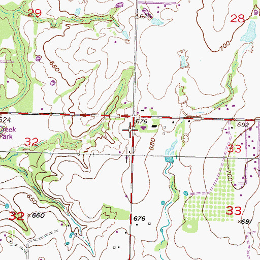 Topographic Map of Walnut Grove Church, OK