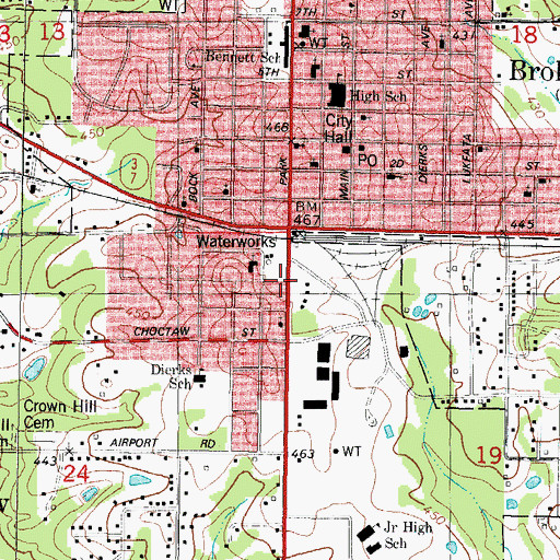 Topographic Map of Church of Christ, OK