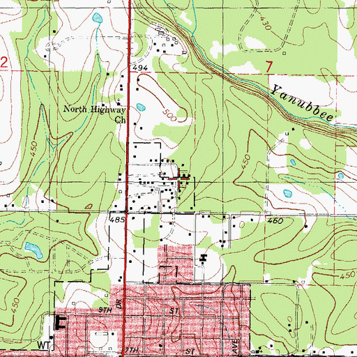 Topographic Map of Faith Christian Center, OK