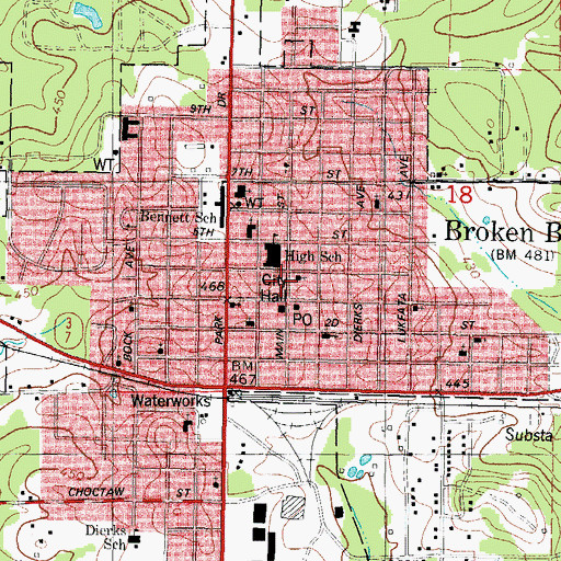 Topographic Map of First Christian Church, OK