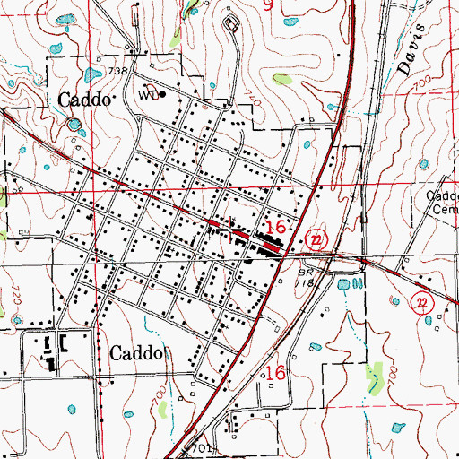 Topographic Map of Caddo Church of Christ, OK