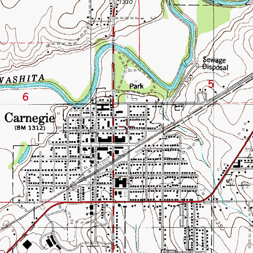 Topographic Map of First Christian Church, OK