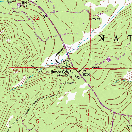 Topographic Map of Bunce School, CO