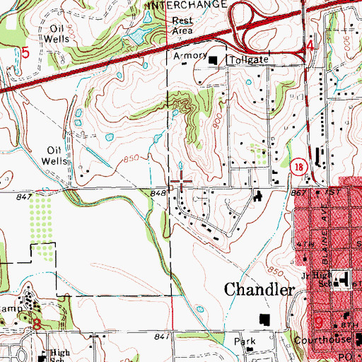 Topographic Map of First Baptist Church, OK