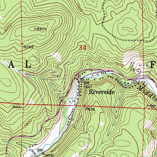 Topographic Map of Riverside, CO