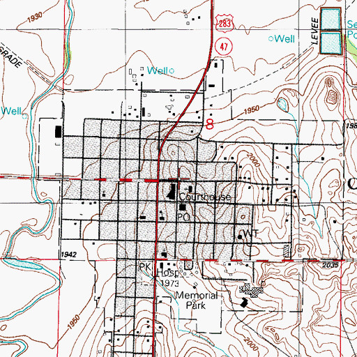 Topographic Map of Baptist Church, OK