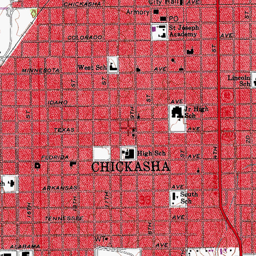 Topographic Map of Central Assembly Church, OK
