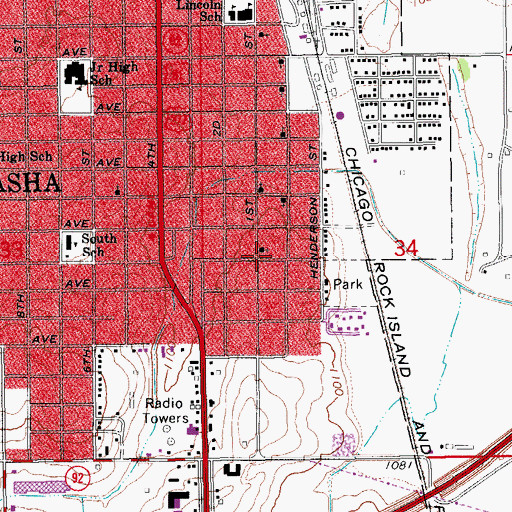 Topographic Map of Church of Christ, OK
