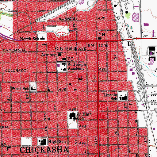 Topographic Map of Church of Christ, OK