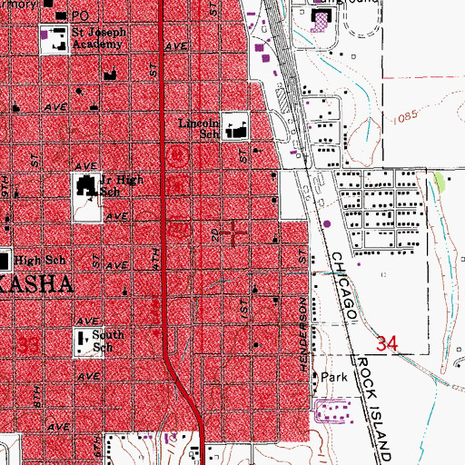 Topographic Map of Church of the Living God, OK