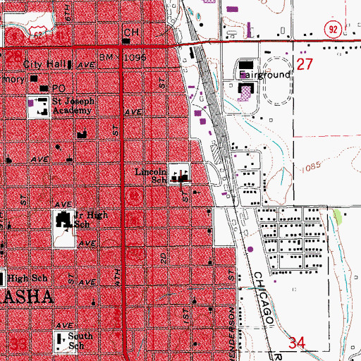 Topographic Map of First Baptist Church, OK