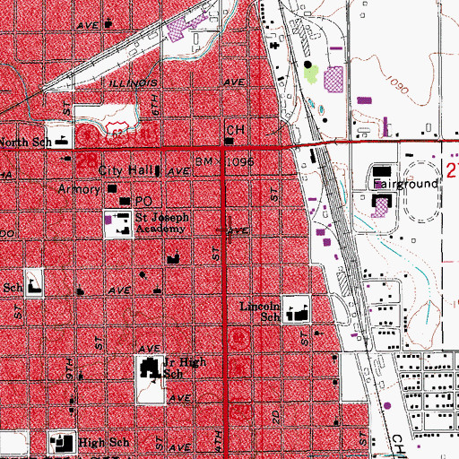 Topographic Map of First Baptist Church-Chickasha, OK