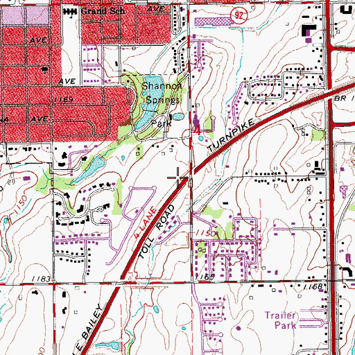 Topographic Map of Parkview Christian Church, OK